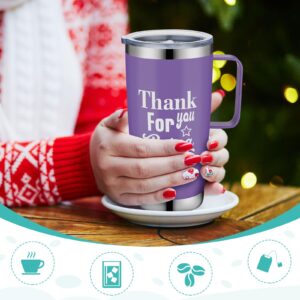 Bokon 6 Pcs Thank You Gift 20oz Stainless Steel Insulated Coffee Mug with Handle Employee Appreciation Gift Travel Tumblers Inspirational Gifts for Coworker Nurse Teacher Volunteer Social Worker Mom
