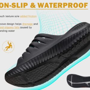 KuaiLu Womens Recovery Sandals Comfortable Plantar Fasciitis Arch Support Ladies Orthopedic Running Sport Slides Open Toe Slip On Thick Athletic Cushion Slippers Summer Pool Beach Sandles Black 10