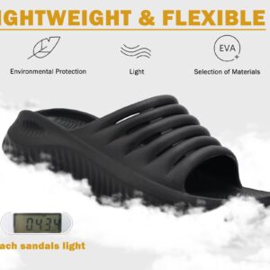 KuaiLu Womens Recovery Sandals Comfortable Plantar Fasciitis Arch Support Ladies Orthopedic Running Sport Slides Open Toe Slip On Thick Athletic Cushion Slippers Summer Pool Beach Sandles Black 10