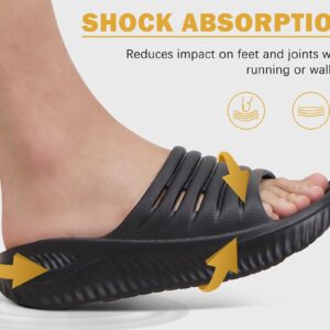 KuaiLu Womens Recovery Sandals Comfortable Plantar Fasciitis Arch Support Ladies Orthopedic Running Sport Slides Open Toe Slip On Thick Athletic Cushion Slippers Summer Pool Beach Sandles Black 10