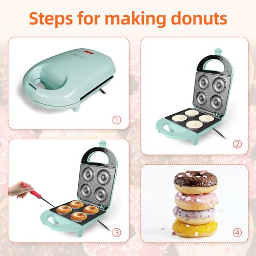 Aoruru Mini Donut Maker for Kids Make 4 Doughnuts