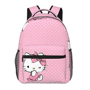 sorec wink hello cat kitty travel backpack lightweight large capacity backpack laptop backpack for women pink kawaii kitty daypack