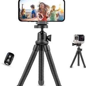 Eicaus Portable and Flexible Phone Tripod Stand for Cellphones, Compact Mini Tripod with Remote for Video Recording, Vlogging and Travel Photography(Rubber)