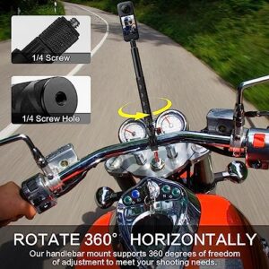 Motorcycle Bike Selfie Stick Handlebar Mount, Bicycle Motorcycle Clamp Mount Selfie Stick for Insta360 X3 X2 X ONE RS R, GoPro, Perfect for Cycling Videos, Third-Person Bike Handlebar Mount Camera