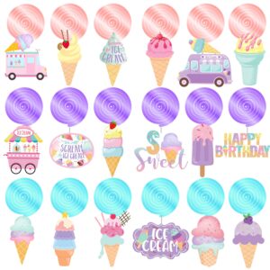 Ice Cream Party Hanging Swirls Ice Cream Birthday Party Decorations 20pcs Summer Ice Cream Party Hanging Decor Ice Cream Cone Swirls Streamer for Summer Theme Baby Shower Supplies