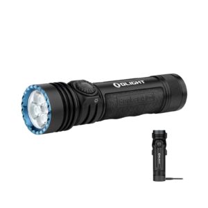 olight seeker 4 pro rechargeable flashlights, high powerful bright flashlight 4600 lumens with usb c holster, waterproof for emergencies, camping, searching (matte black cool white)