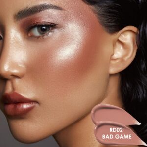 FOCALLURE Silky Cream Liquid Blush,Leaving a Matte Dewy Makeup Look,Easy to Apply and Create a Natural Flush,Long Lasting and Lightweight Cheek Blush Face Makeup,BAD GAME