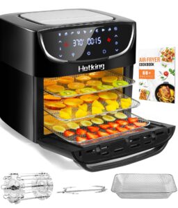 hotking air fryer oven 20 quart large, 10-in-1 airfryer rotisserie dehydrator toaster oven combo with racks, xl digital countertop air fryer for family, 9 accessories with cookbook, etl certified