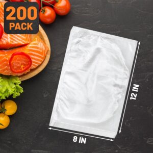 Vacuum Sealer Bags, 200 Quart BPA Free 8x12 Inch Vacuum Seal Bags for Food Saver, Seal a Meal, Weston. Heavy Duty Commercial Grade Vacuum Food Storage Bags for Sous Vide Freezer Vac Storage Meal Prep