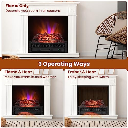 GOFLAME 26 Inch Electric Fireplace Log Set Heater, Fireplace Insert Log Heater with Remote Control, 5 Flame Modes & Brightness, 8H Timer, Realistic Pinewood Ember Bed