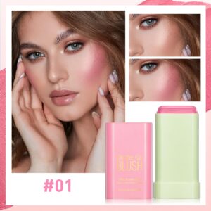 BEFIVECOK Blush Stick for Cheeks - Cream Makeup Blush Wand, Solid Moisturizer Stick for Cheeks Tint, Natural Blendable Waterproof Korean Matte Long-Lasting Smooth Blushes (#01 Shy Pink)