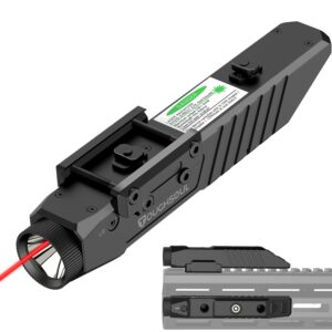 toughsoul tactical flashlight green red laser sight combo, 1450 lumen picatinny rail mlok mounted rechargeable rifle flashlight (red laser)