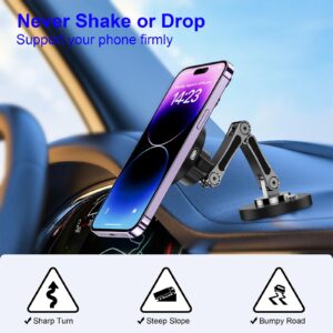 Car Phone Holder Mount, 15W Wireless Charger for car Magnetic Phone Holder Mount with Adjustable Arm, 360° Rotation Universal Dashboard car Mount for iPhone Samsung (15W Wireless Charger)