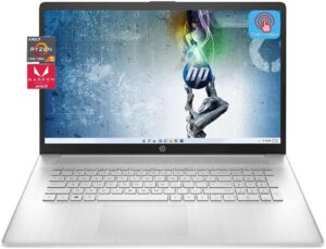 hp 2023 newest 17.3" hd touchscreen laptop, amd ryzen 5 7530u (beats i7-1165g7), 64gb ram, 4tb ssd, amd radeon graphics, wi-fi 6, bluetooth, webcam, windows 11 home, bundle with jawfoal