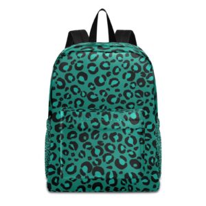 zoeo teal black leopard school backpack for women girls daypack bag teen men laptop bookbags casual bags for traveling hiking work camping
