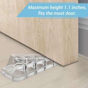 Crosize 4 Pack Door Stoppers for Bottom of Door, Premium PVC Door Stops, Sturdy Door Wedge for Carpet, Tile, Concrete, Wood, Door Holder for Heavy Duty Door, Clear