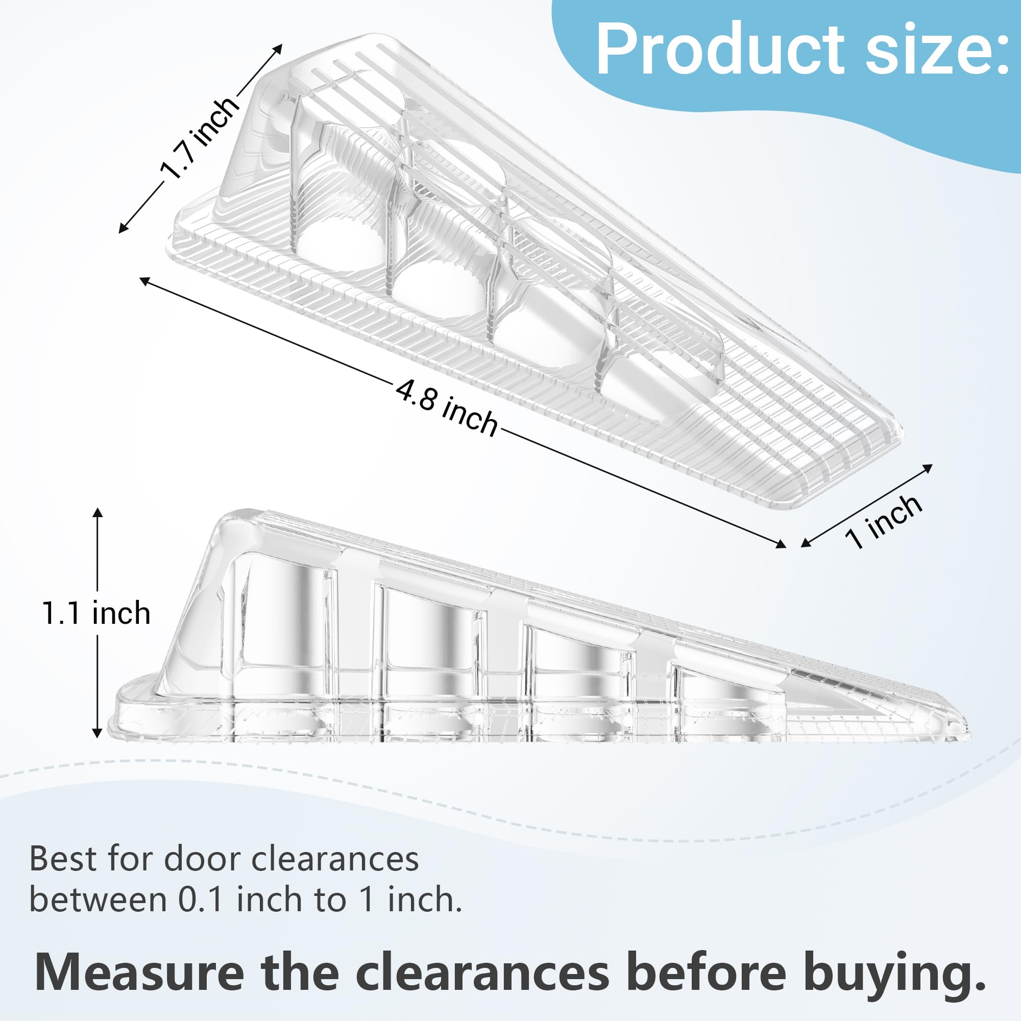 Crosize 4 Pack Door Stoppers for Bottom of Door, Premium PVC Door Stops, Sturdy Door Wedge for Carpet, Tile, Concrete, Wood, Door Holder for Heavy Duty Door, Clear