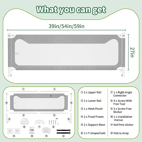 melafa365 Convertible Crib Bed Rail for Toddlers,Crib Rail Guard,Toddler Bed Rail for Crib,Baby Bed Rail Guard