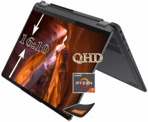 lenovo flex 5 | 14" 16:10 qhd 2-in-1 touchscreen laptop | amd 8-core r7 5700u | wi-fi 6 | fingerprint reader | backlit kb | win11 w/mouse pad(16gb ram | 512gb pcie ssd)