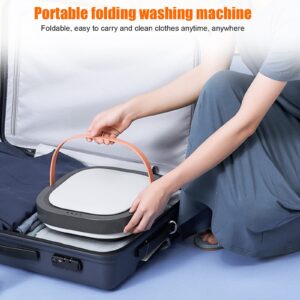 6.6LBS Mini portable washing machine, Foldable washing machine with spin dryer, Portable washer and dryer combo machine, Perfect for Small Clothes, apartments, Camping, Travelling (9L 60W high speed)