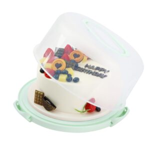 DZ CLAN Cake Carrier, Carrier Cupcake Holder with Cake Turntable, Cake Carrier with Lid and Handle(Green)