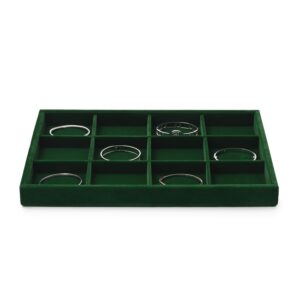 Papten Jewelry Display Tray Velvet 12 Grid Stackable Jewelry Trays Showcase for Bracelet Bangle Watch Earring Ring