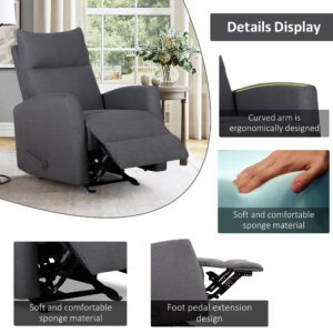 Soft Fabric Manual Glider Recliner,Comfy Living Room and Bedroom Recliner Chair Nursery Glider