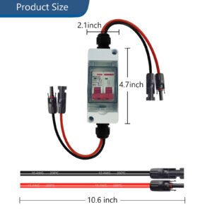 Solar Panels Solar Disconnect Switch with 32 Amp Miniature Circuit Breaker Box IP65 Waterproof Photovoltaic Circuit Isolator for Solar Power System RV, Boats