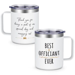 lifecapido wedding officiant gifts, best officiant ever 12oz insulated coffee mug, coffee mug with handle, thank you wedding gifts for officiant wedding officiant from couple bride and groom, white