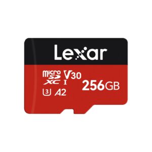 lexar e-series plus 256gb micro sd card, microsdxc uhs-i flash memory card with adapter, 160mb/s, c10, u3, a2, v30, full hd, 4k uhd, high speed tf card for phones, tablets, drones, dash cam