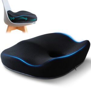 seat cushion for desk chair cushion for hip tailbone pain relief memory foam seat cushion for car, driver, office desk chair cushion for gaming ergonomic patented office chair cushion pad donut pillow
