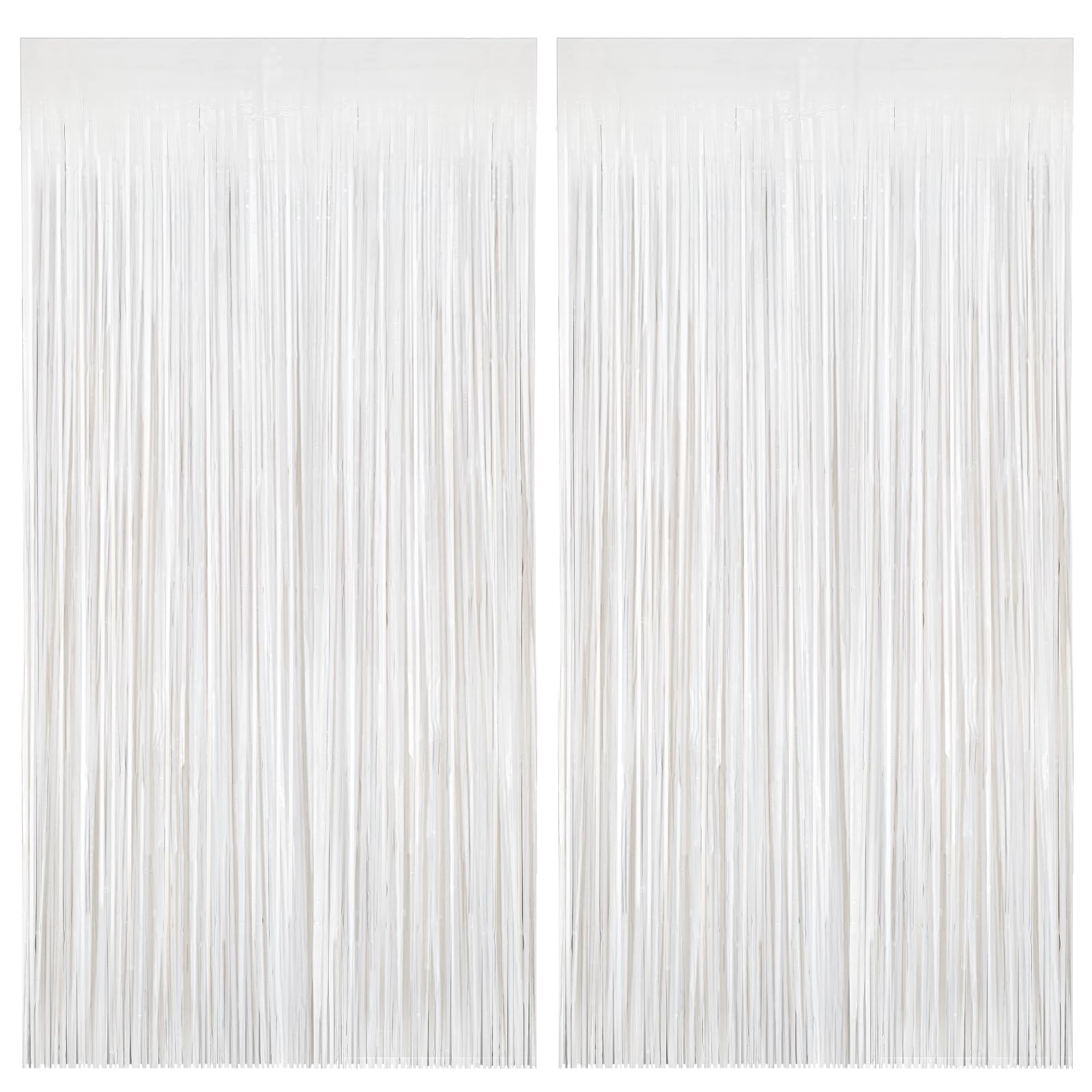 GINZU White Foil Fringe Curtains, 3.3x8.2 Feet Tinsel Streamers Birthday Party Decorations, Fringe Party Streamers for Graduation, Baby Shower, Gender Reveal, Disco Party