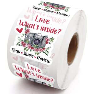 lasimfa love what's inside shap share review 500 retro camera stickers - 1.5 inch size for small business and small shop thank you customers, party decorative and gift wrap