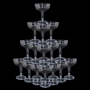 kyapck 50 pcs plastic champagne coupe glasses for parties, 5 oz disposable champagne glasses unbreakable acrylic martini glasses (clear)