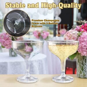 KYAPCK 50 Pcs Plastic Champagne Coupe Glasses for Parties, 5 oz Disposable Champagne Glasses Unbreakable Acrylic Martini Glasses (Clear)