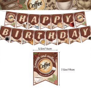 Coffee Birthday Decorations Coffee Party Supplies Includes Coffee Happy Birthday Banner Cake Topper Cupcake Toppers Balloons for Coffee Themed Party Decorations