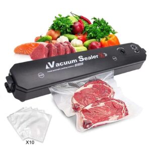 vacuum sealer machine - vacuum sealers machine - vacuum sealers food saver - bag sealer & food sealer - one-key automatic air sealing system for dry & moist fresh modes - sealer bags 10pcs (black)