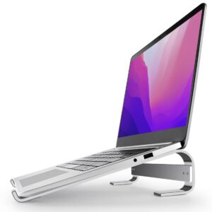 mmobiel laptop stand - laptop riser 10 to 18 inches - ventilated laptop holder universal - laptop stand for desk compatible with macbook, notebook, asus and more - incl. tools - aluminum