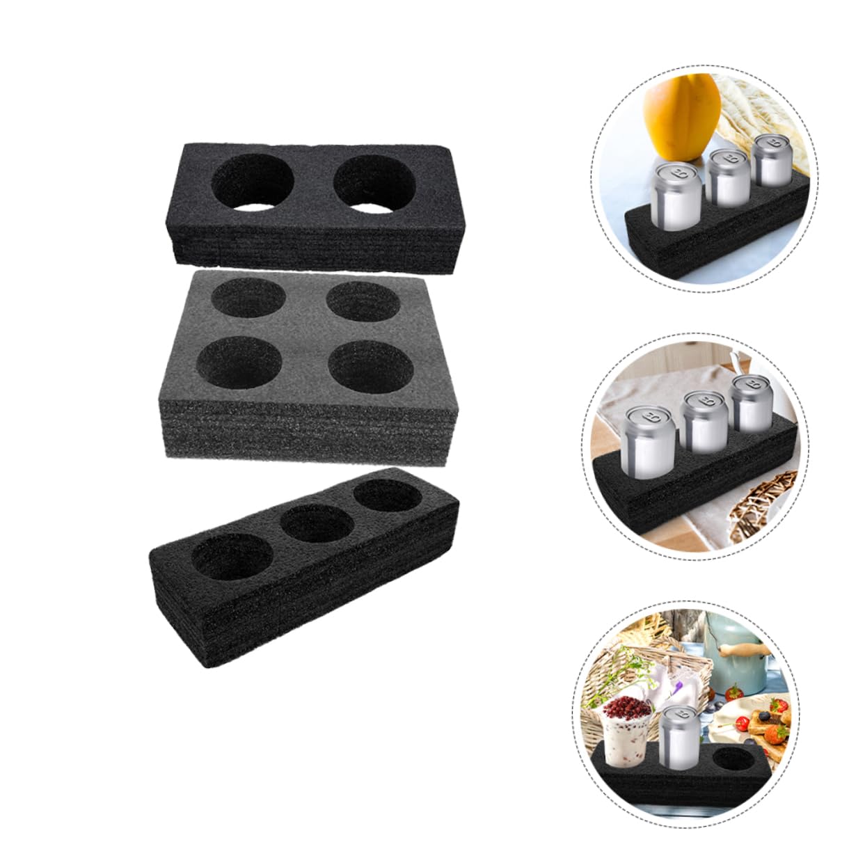 3 Pcs Drink Cup Holder Coffee Cup Holder Coffee Tray Mugs Coffee Mugs Drinks Carrier Cup Carrier Tray Foam Coffee Cup Holder Pearl Cotton Porous Black Cups and re-usable