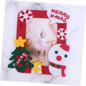 Veemoon Photo Frame Christmas Picture Frame Diy Christmas Ornaments Handmade Frame Red Picture Frame Kraft Picture Frame Decorative Picture Frames Red Decorations Embroidery Child Manual