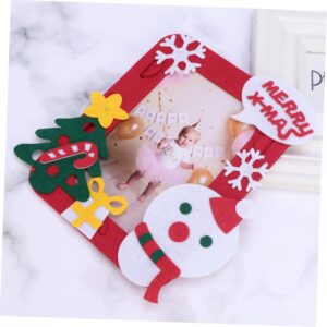 Veemoon Photo Frame Christmas Picture Frame Diy Christmas Ornaments Handmade Frame Red Picture Frame Kraft Picture Frame Decorative Picture Frames Red Decorations Embroidery Child Manual