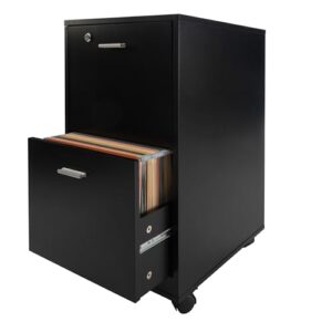 Lavish Home File Cabinet - 2-Drawer Cabinet with Lock and Deep Drawer Storage - Rolling Filing Cabinet for Under The Desk, Home, or Office (Black)
