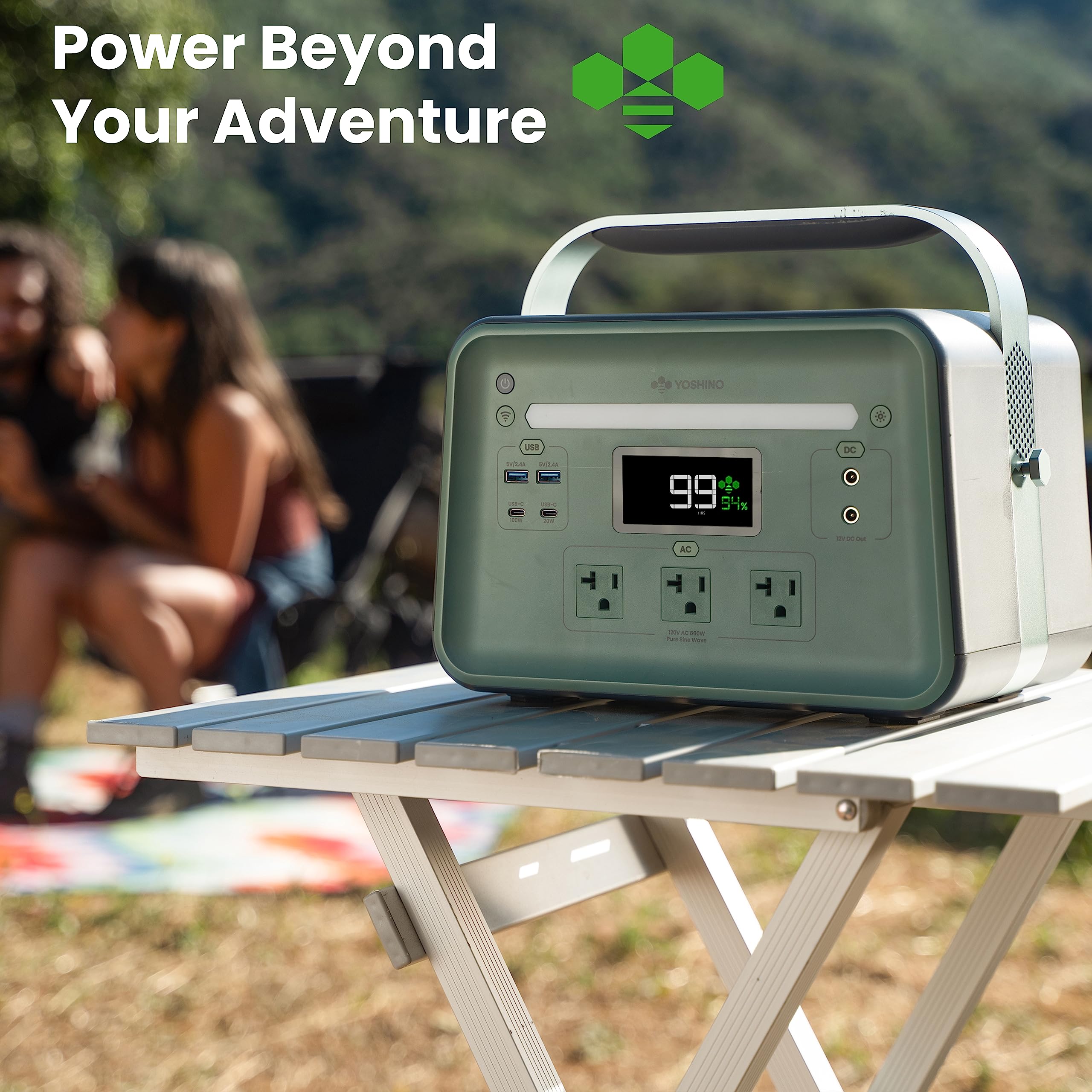 Yoshino B660 SST True Solid-State Portable Power Station 602Wh, Solar Optional Generator, Recharges from 0 to 80% in 4 hours for Emergency, Travel, Outdoor Camping, Vans/RV