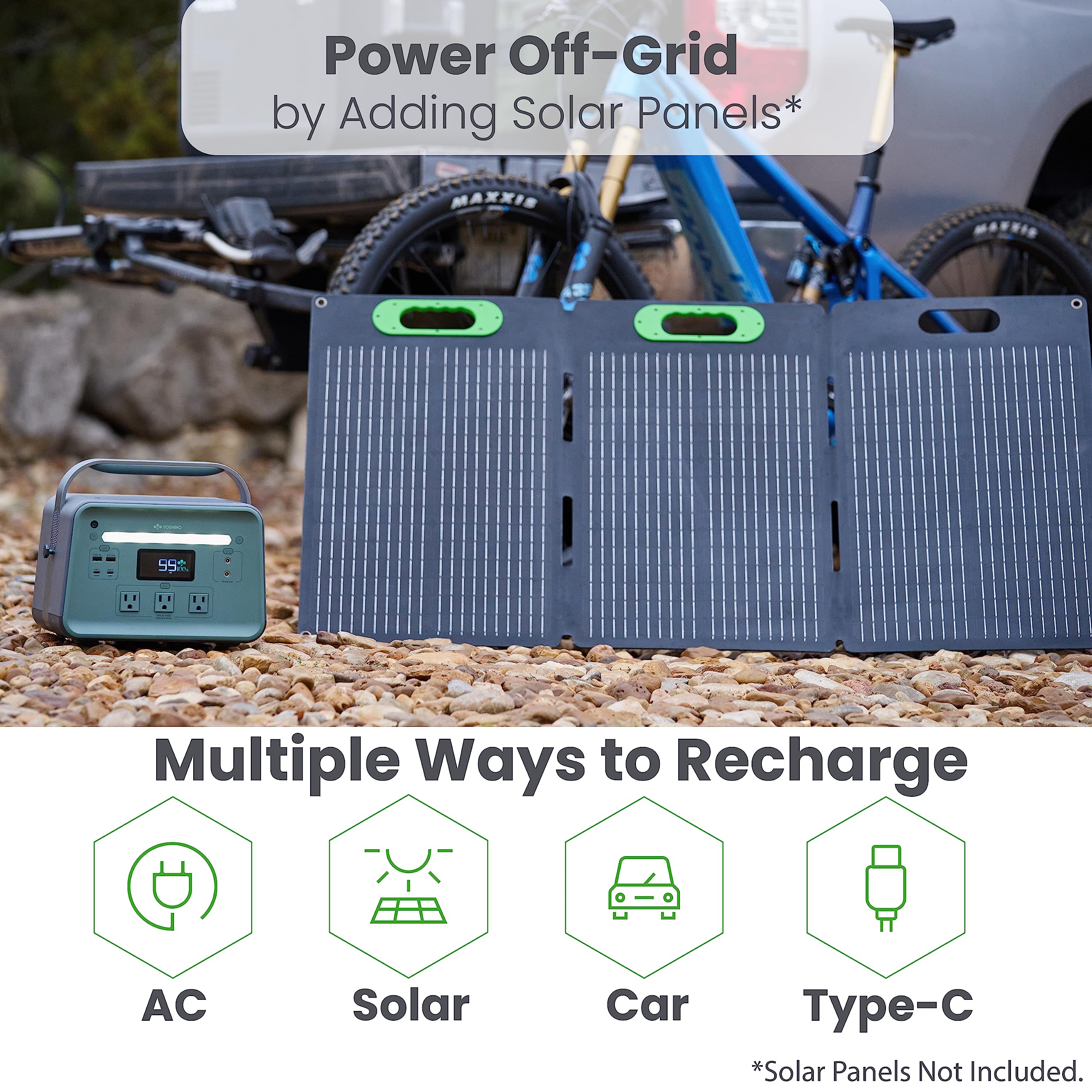 Yoshino B660 SST True Solid-State Portable Power Station 602Wh, Solar Optional Generator, Recharges from 0 to 80% in 4 hours for Emergency, Travel, Outdoor Camping, Vans/RV