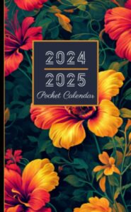 2024-2025 pocket calendar for purse: tropical flower design