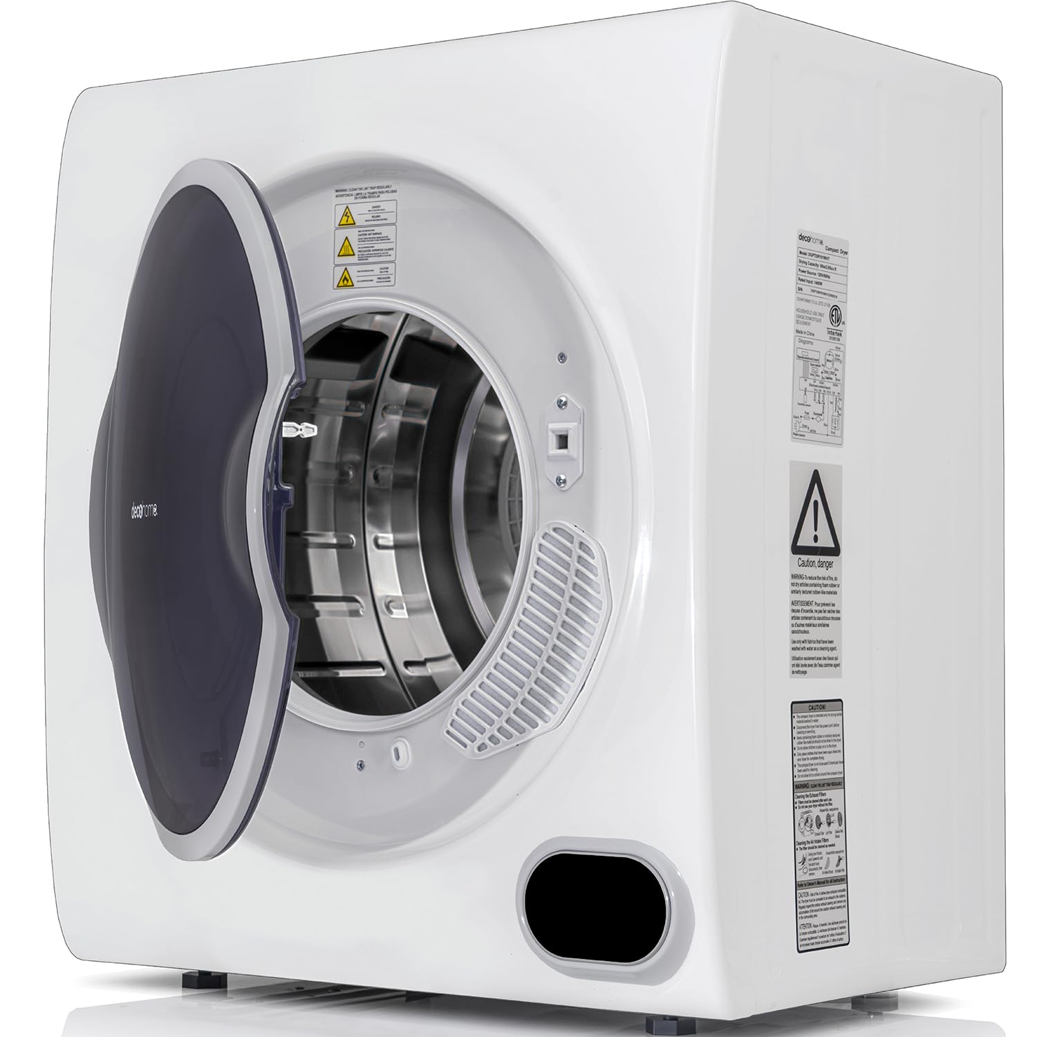 Deco Home 1400W Front Load Laundry Tumble Dryer Machine with Stainless Steel Tub, 4 Drying Programs, Automatic Humidity Sensor, LCD Touch Panel, Exhaust Pipe