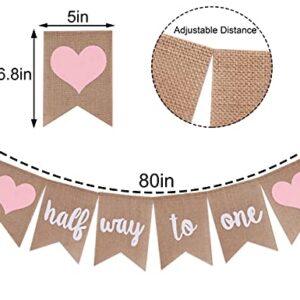 Half Way To One Banner - Half Birthday Banner, Its my 1/2 Birthday, Half Birthday Decorations, Burlap Birthday Banner, 6 Month Photo Prop,Best Birthday Party Supplies