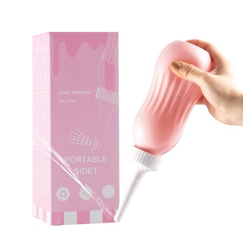 OFFO Portable Bidet Sprayer, 17OZ (500ML) Large Capacity Handheld Personal Travel Bidet Kit with Travel Bag for Toilet Self Cleaning Pink