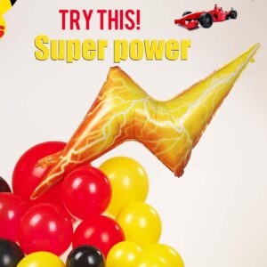 Red black yellow balloon garland kit 124pcs with large lightining Starburst mylar balloons for Carnival Cartoon theme Race Car Party Theme birthday decorations