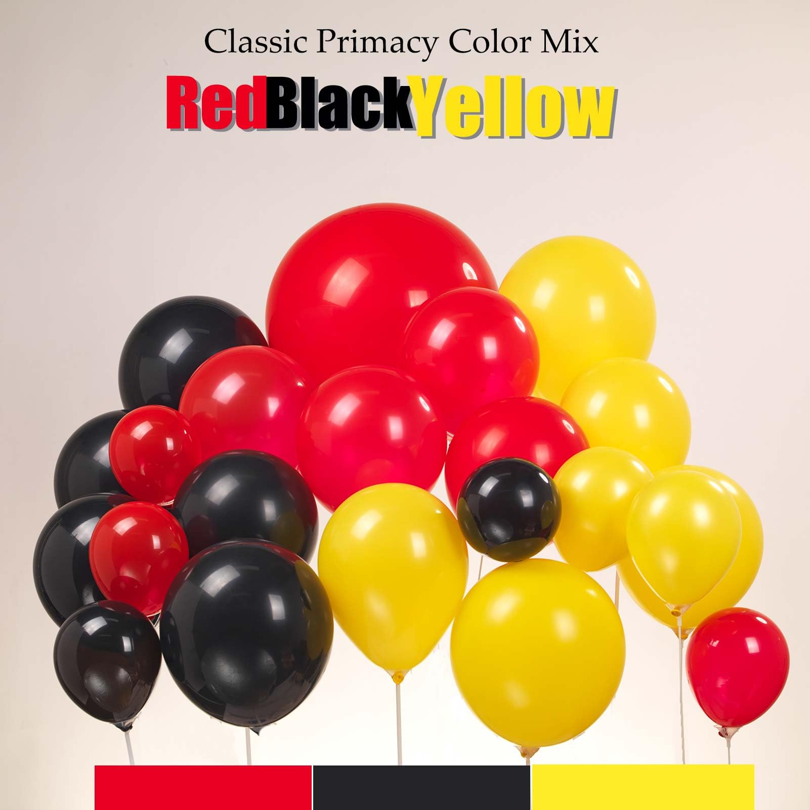 Red black yellow balloon garland kit 124pcs with large lightining Starburst mylar balloons for Carnival Cartoon theme Race Car Party Theme birthday decorations